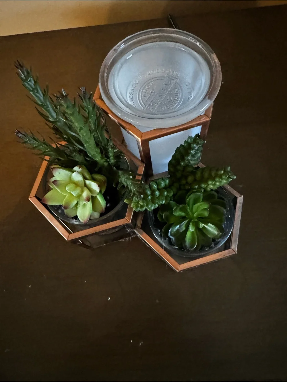 Scentsy Copper Cast Full Size Geometric Wax Warmer Metal Wire Glass